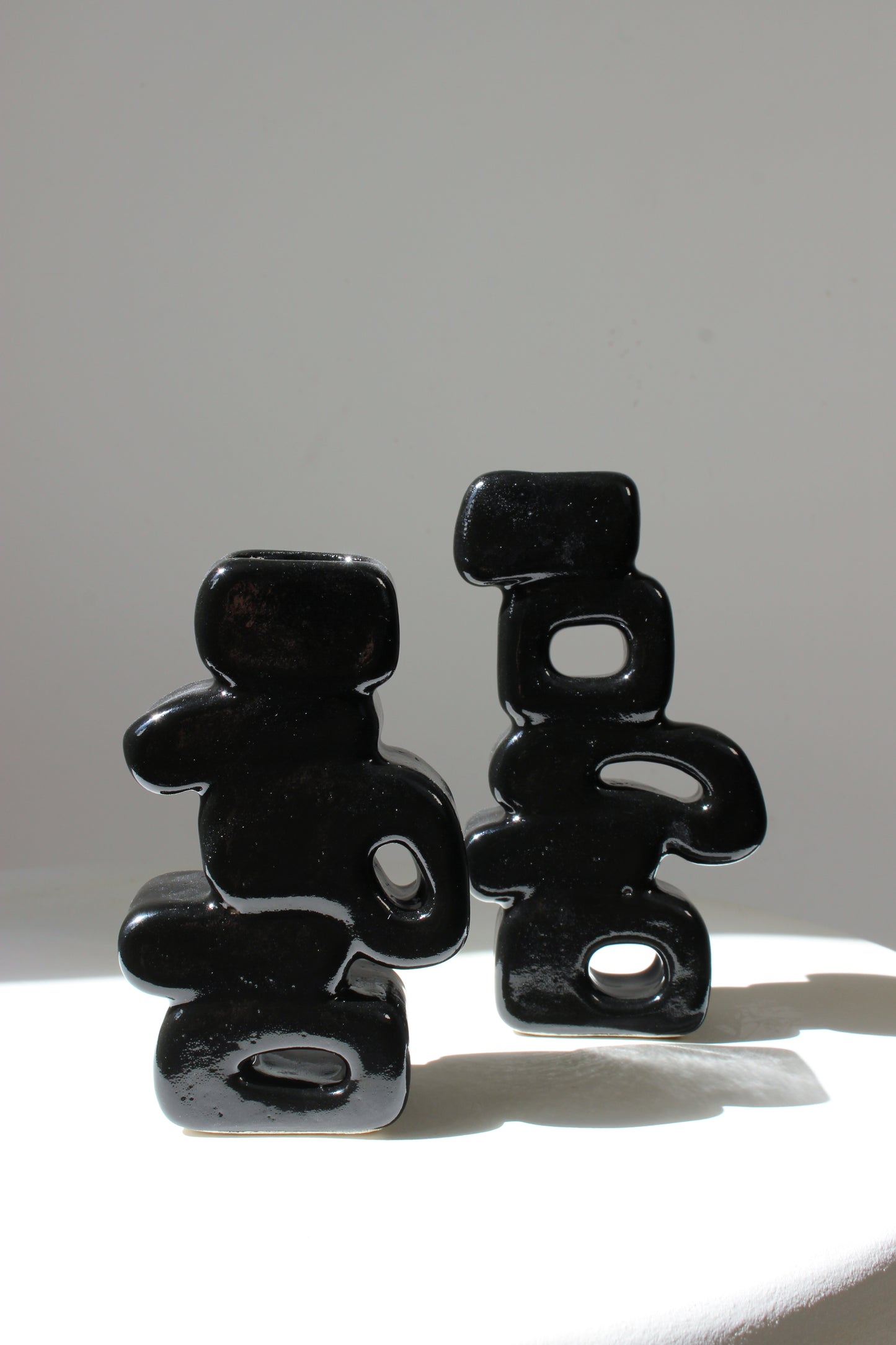 Stacked Candle Holder Set in Black