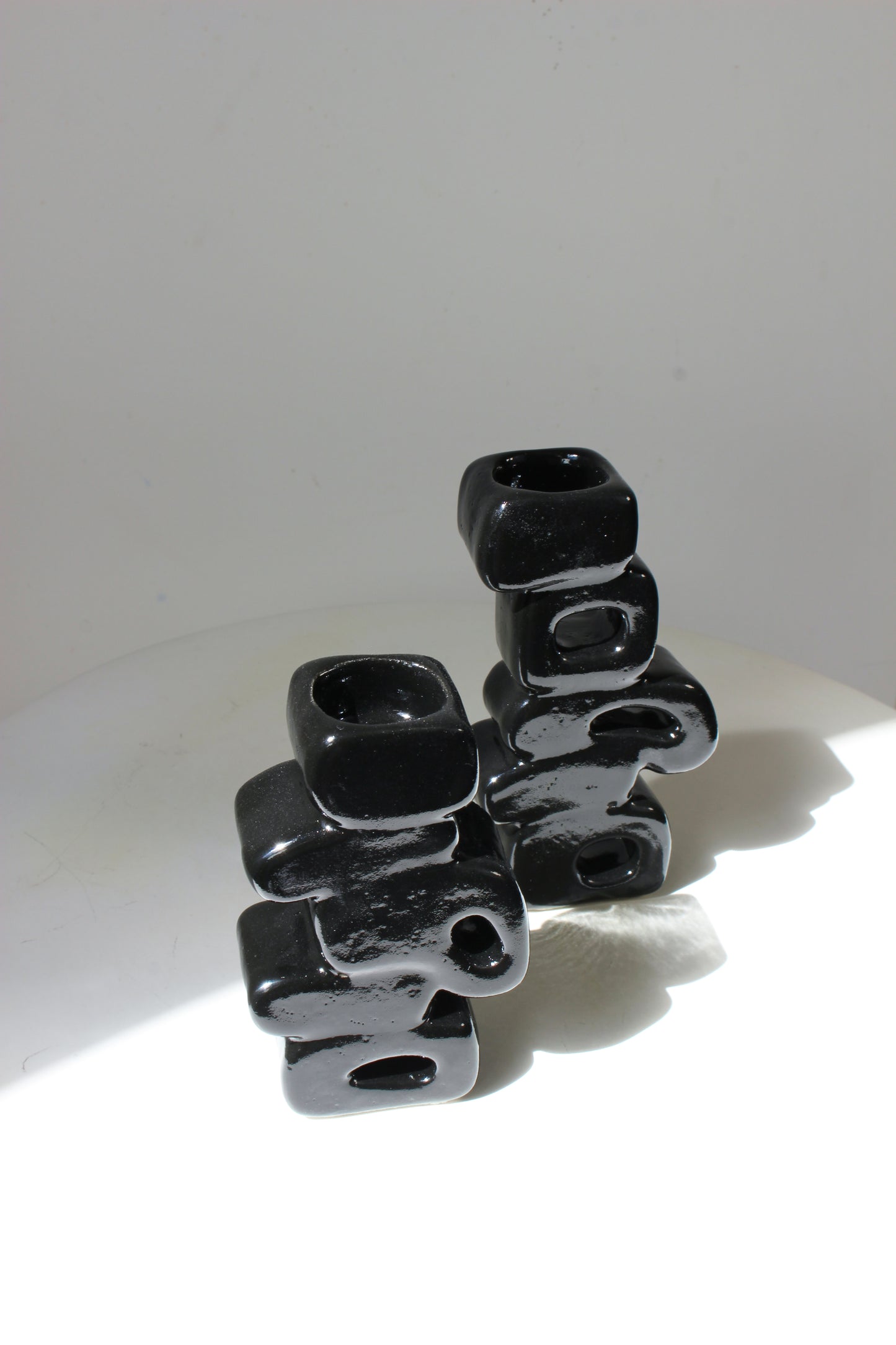 Stacked Candle Holder Set in Black