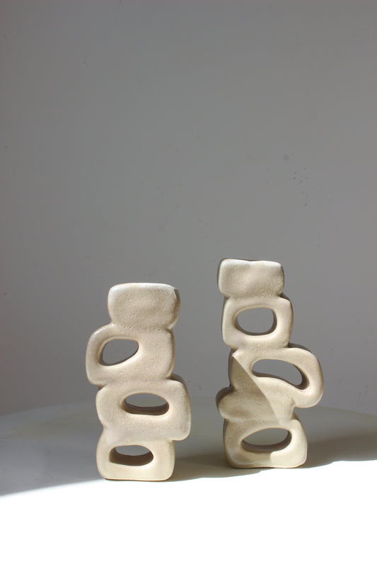 Stacked Candle Holder Set in Stone