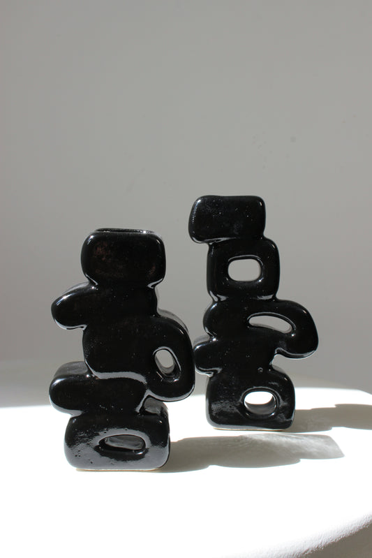 Stacked Candle Holder Set in Black